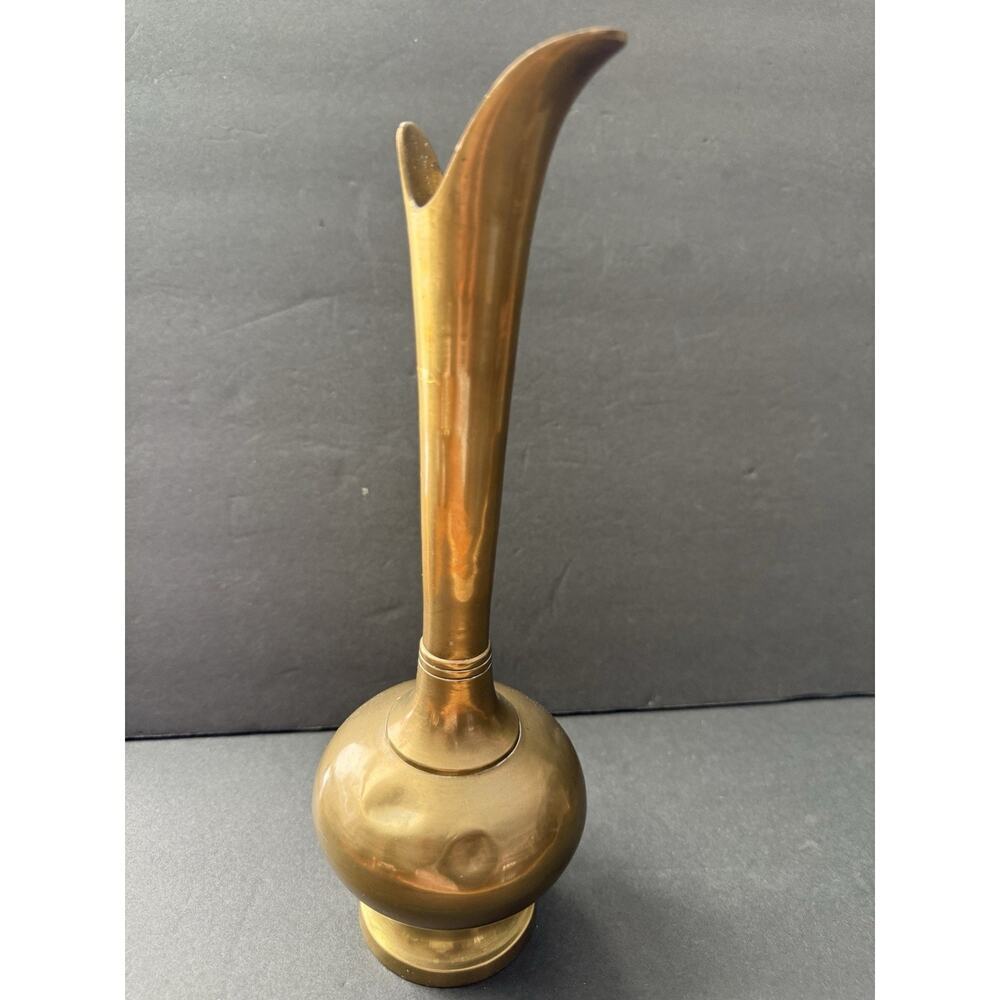 Vintage Hand Engraved Brass Ewer Pitcher Vase Persian Indian Style